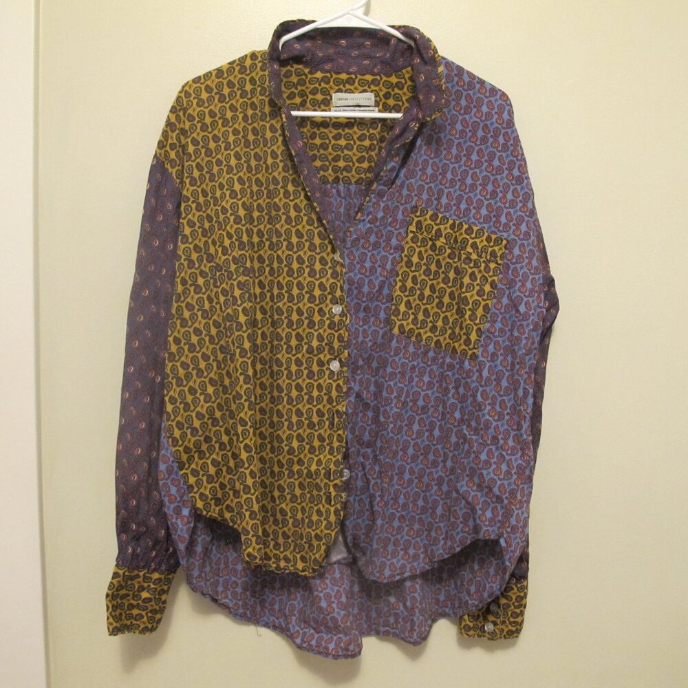 Urban Outfitters Color Block Paisley Top - Button Down Long Sleeve